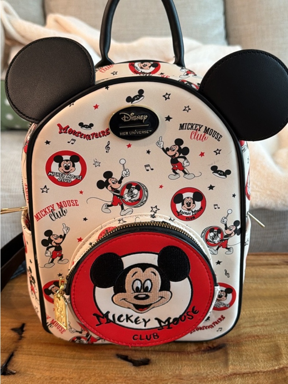 Disney Mickey Mouse Kids White & Red Ear Mini Backpack